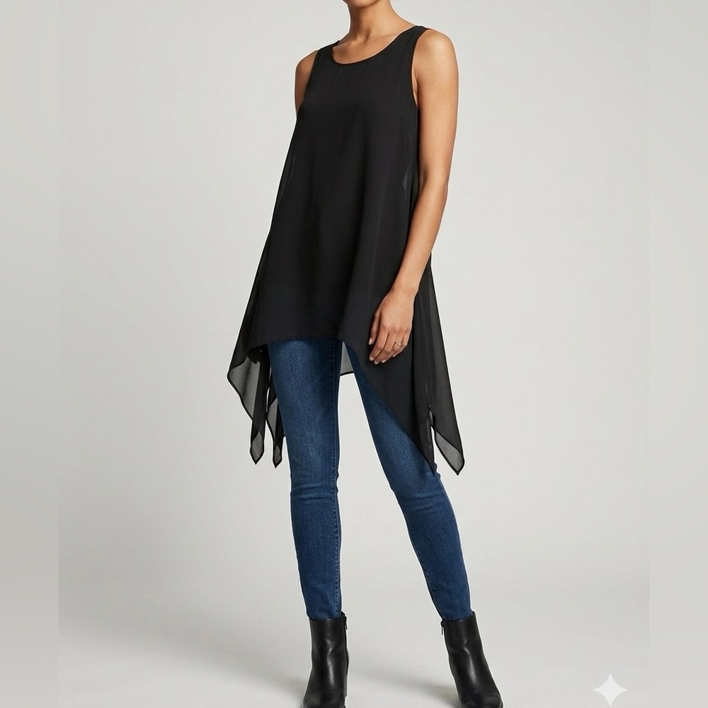 Black Sleeveless Asymmetrical To